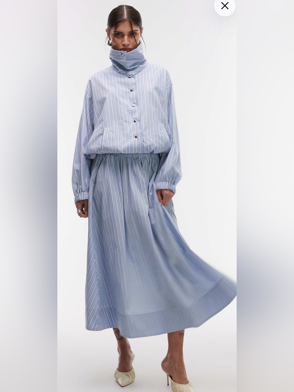 NWOT ASOS 100% Cotton  Blue & White Striped Maxi Skirt with pockets!